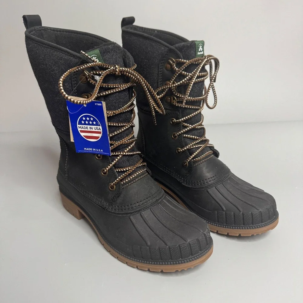 Kamik Sienna 2 Women Sz 7 Black Flannel Waterproof Winter Duck Boots